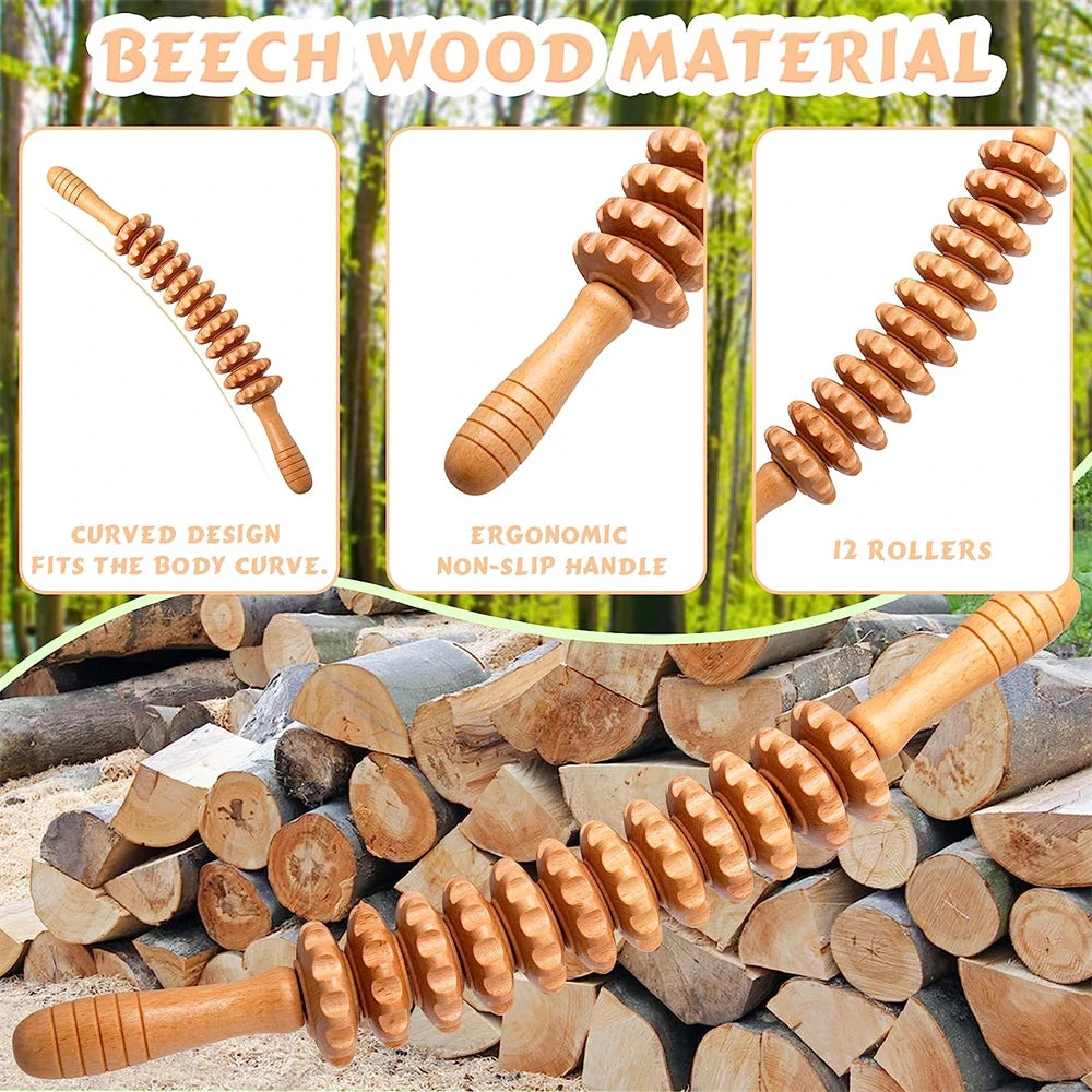 Natural Curved Wooden Massage Roller