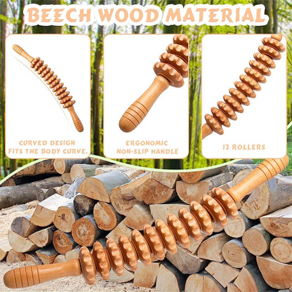 Natural Curved Wooden Massage Roller
